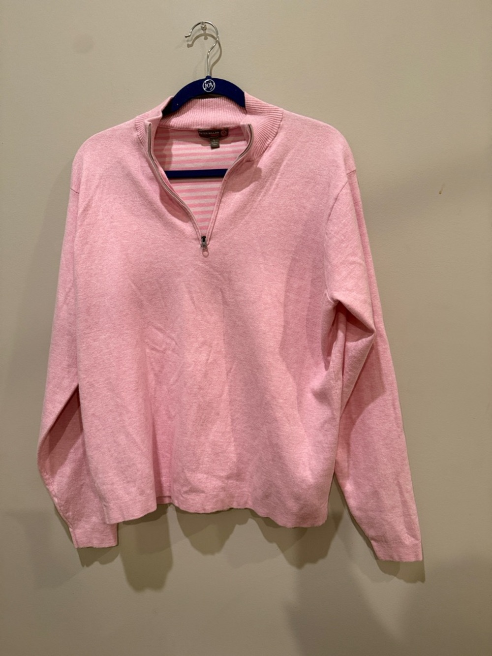 Peter Millar Pink Quarter-Zip Mock Neck Sweater